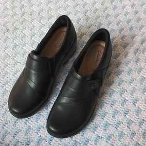 Clarks Black Slip-On Shoes